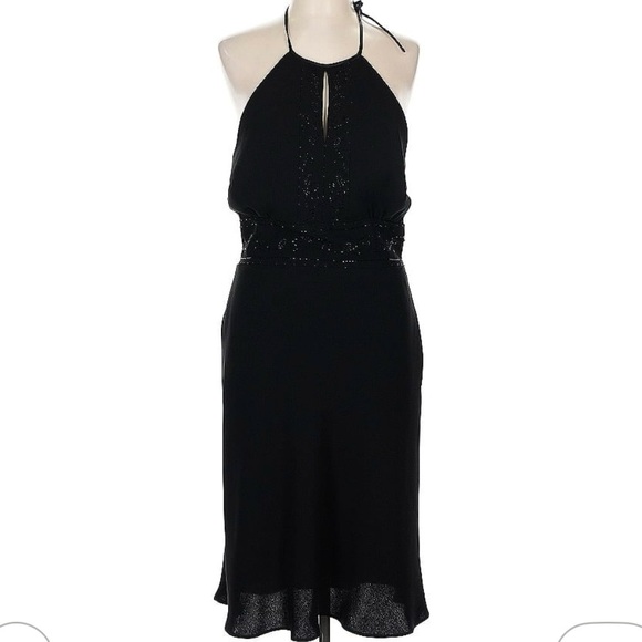 Y2K Vintage Black Beaded Halter Dress - Picture 1 of 7